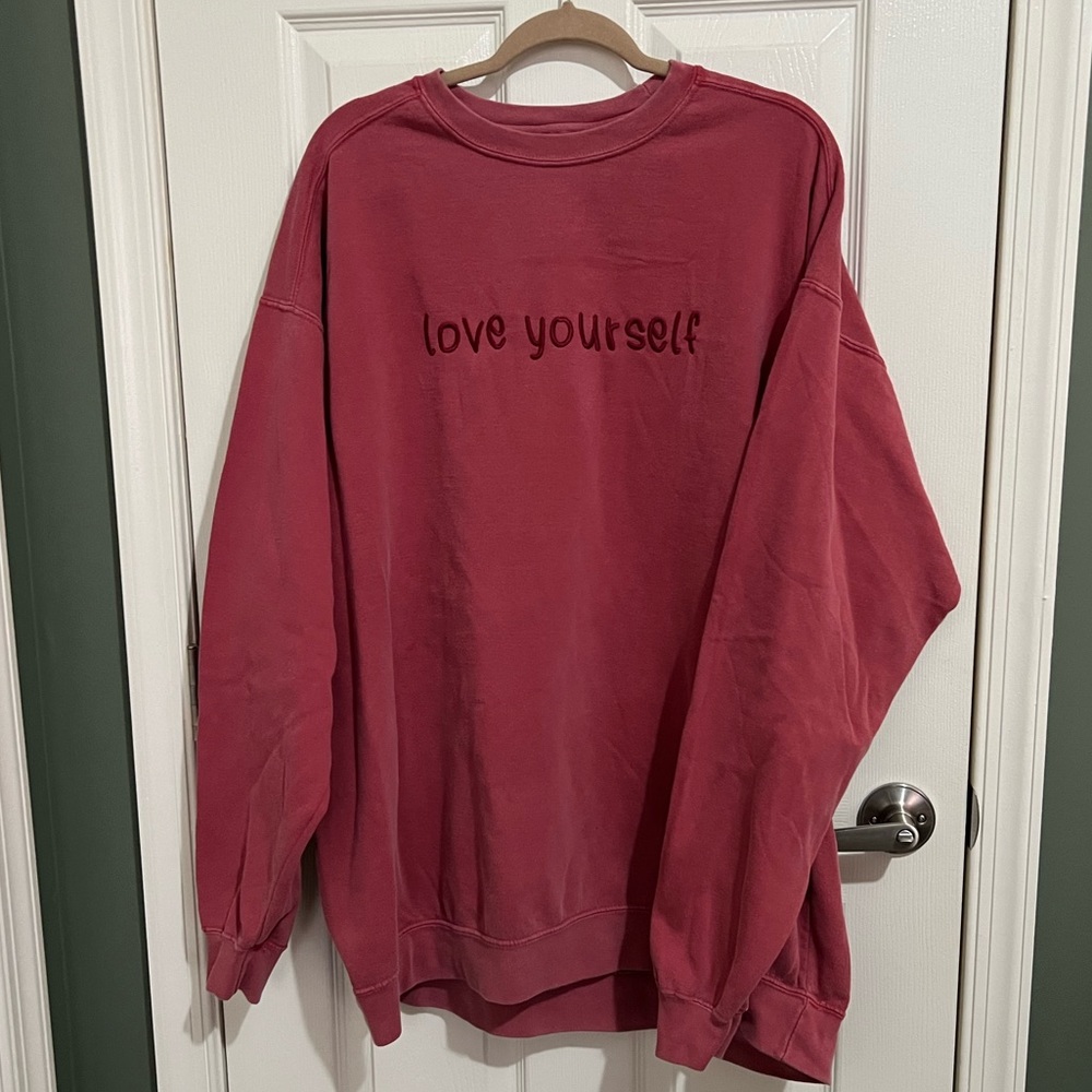 Maddie Green love yourself sweatshirt.